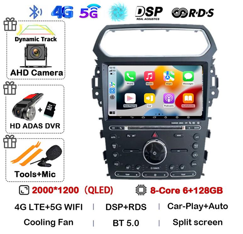 Android 14 Carplay Car Radio For Ford Explorer Smart 2011 2012 2013 2014 2015 2016 2017 2018 2019 Multimedia Player GPS Stereo