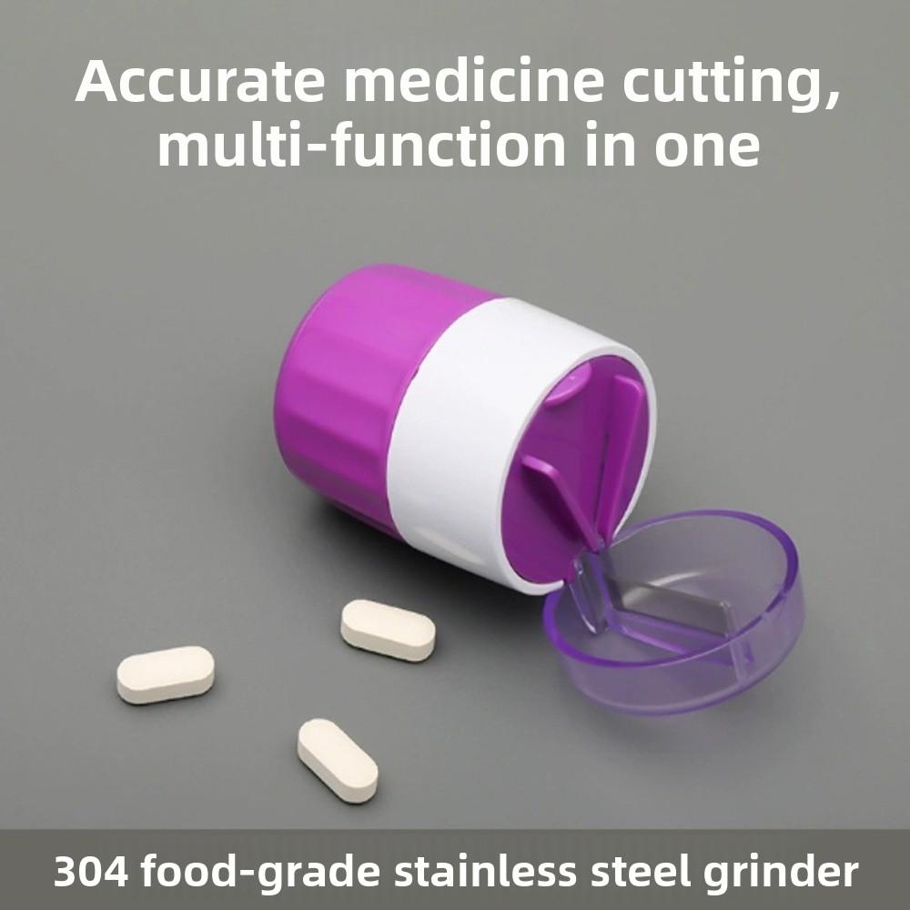 3-in-1 Pill Crusher Stainless Steel Multifunction Tablet Grinder Fine Powder Dust Proof Pill Storage Box