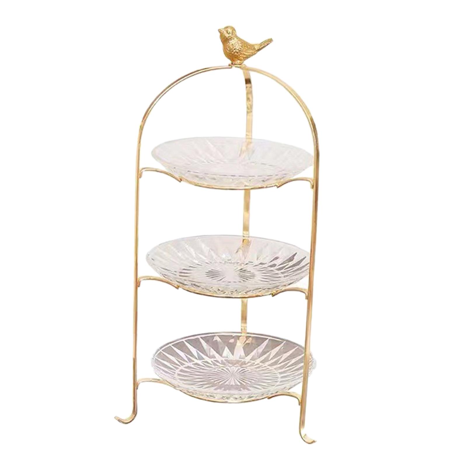 

Iron Cake Stand 3 Tier Serving Tray Fruit Dessert Tray Removable Display Plate