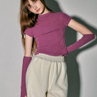 QUAFE HIGH-NECK KNIT WARMER SET_PURPLE