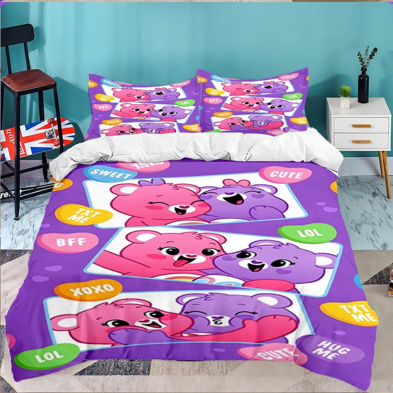 3PCS Love Bears Bedding Set,Including 1pc Duvet Cover And 2pcs Pillowcases Perfect for Bedroom, Dormitory, Large Size Fan Christmas Gift