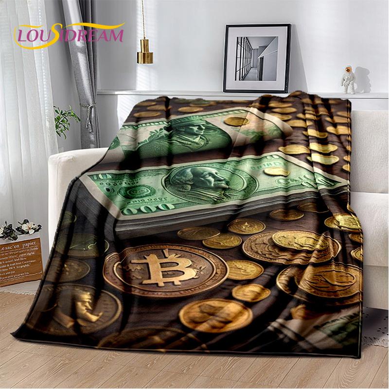 Zengin Dolar Euro Pound Para 3D Karikatür Battaniye, Yumuşak Atmak Battaniye Ev Yatak Odası Yatak Kanepe Piknik Ofis Seyahat Kapak Hediye Çocuk