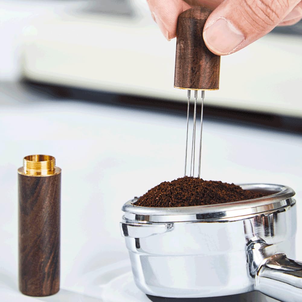 Portable Coffee Powder Stirrer, Loose Powder Stirrer, Suitable for Home, Kitchen, and Cafe Use (Second Generation, 6 Needles [Dark Color])