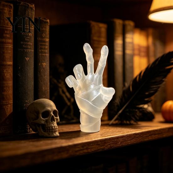 Fluorescent Ancient Tomb Decor 3D Printed Glow in The Dark Mummy Hand Ornament, Spooky Statue with Bandage, Horror Themed Display Piece Realistic