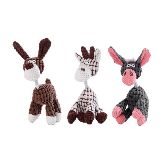 Plush Donkey Dog Toy Interactive Squeaky Dog Chew Toy Stuffed Animal Puppy Teething Toy for Small Medium Dogs