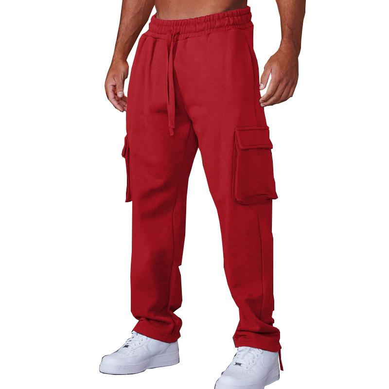 Men's New Multi-pocket Overalls European and American Men's Sweatpants Casual Drawstring Straight Trousers
