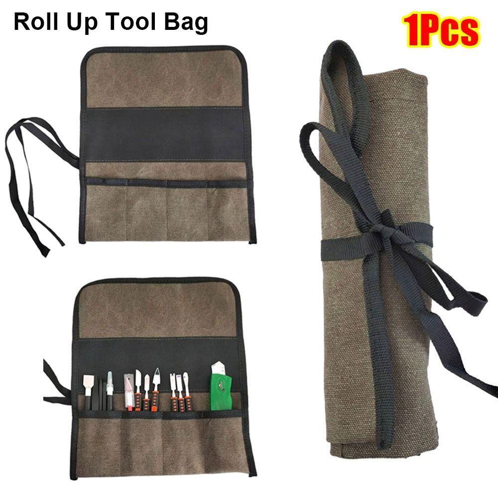 1Pcs Oxford Cloth Roll Up Tool Bag Multiple Pocket Screwdrivers Drills Wrench Pouch Multi-Purpose Storage Case Bag Hanging Tool