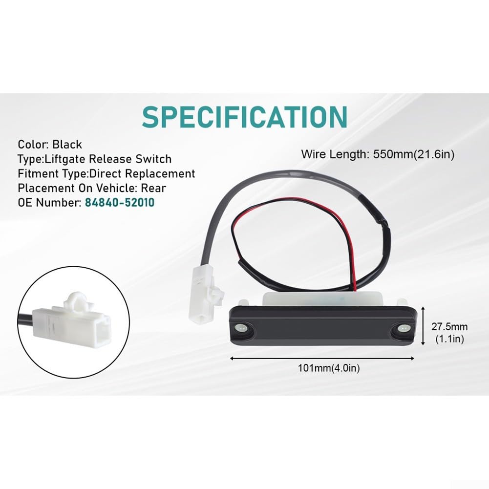 Car Rear Tailgate Handle Release Trunk Button Switch Fit for Toyota for Scion for XB 2004-2006, OEM 84840-52010, 8484052010