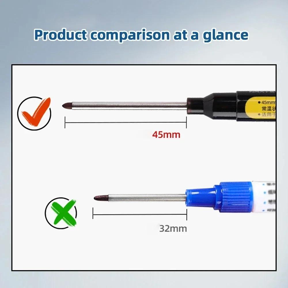 45mm Waterproof Long Head Nib Deep Hole Markers Pen Tile Carpenter Pen Multi-purpose for Woodworking