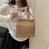 2025 new European and American trend bag fashion soft leather rivet fringed bag single shoulder oblique span bag big women's bag