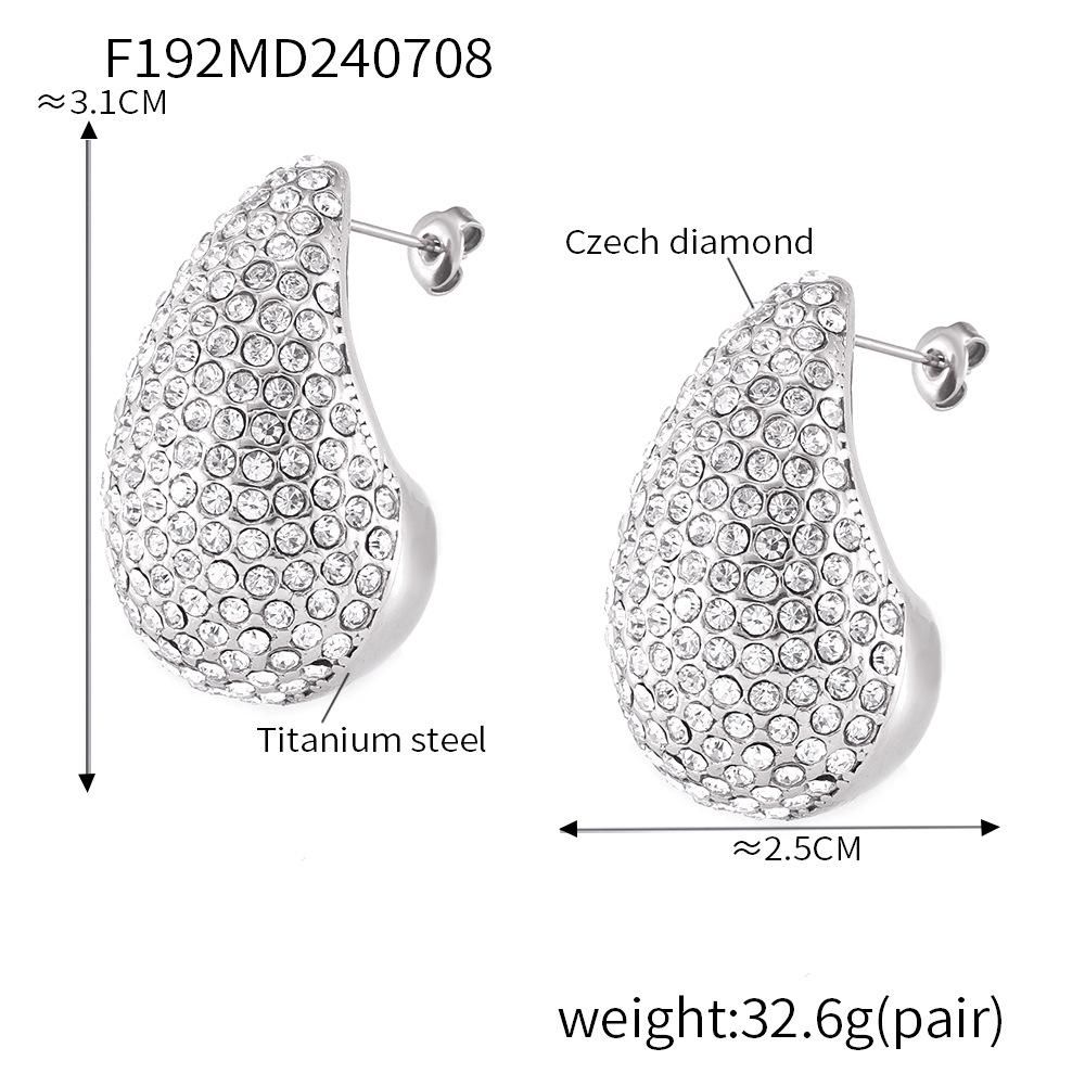 

Элегантные серьги-капли из титановой стали с покрытием из 18-каратного золота и инкрустированными бриллиантами - шикарный европейский и американский стиль для женщин.