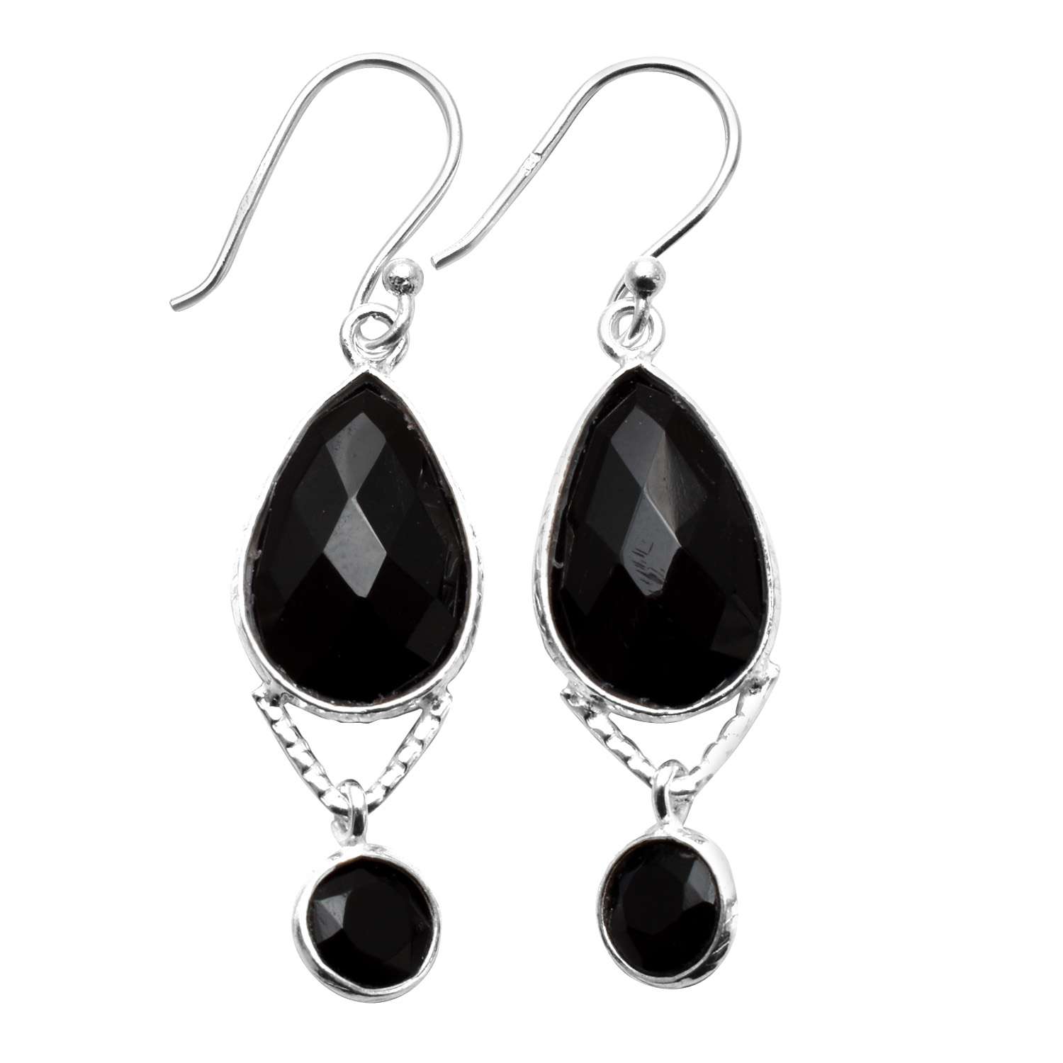 

Серьги с черным ониксом и драгоценным камнем, твердые серьги из стерлингового серебра 925 пробы, серьги ручной работы, ювелирные изделия, подарок для женщин и девочек, E-3505