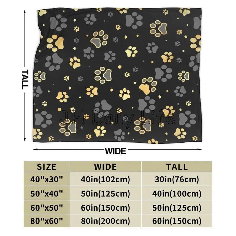 Dog Paw Print Flannel Fleece Throw Blanket for Bed Sofa Travel Camping Lightweight Soft Warm Cozy Plush Blankets for All Seasons