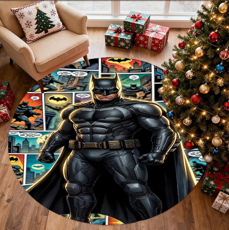 Superheroes Pattern Round Rug, Indoor/Outdoor Mat, for Picnic, Gameroom, Bedroom, Office, Living Room, Home Decor Carpet, Birthday Gift