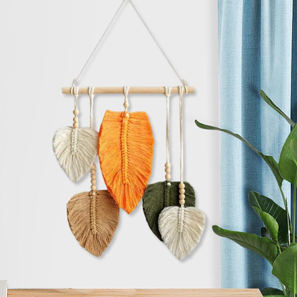 Macrame Tapestry Macrame Leaves Woven Tapestry Wall Hanging Decor for Living Room Bedroom Boho Wall Art Boho Home Decor