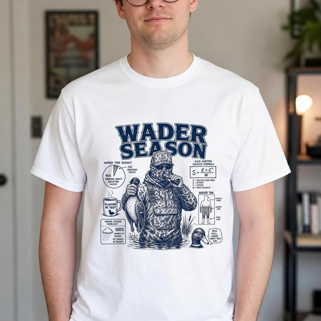Funny Wader Season Shirt - Retro Duck Hunting Gift - Sarcastic Wader Season Clothing