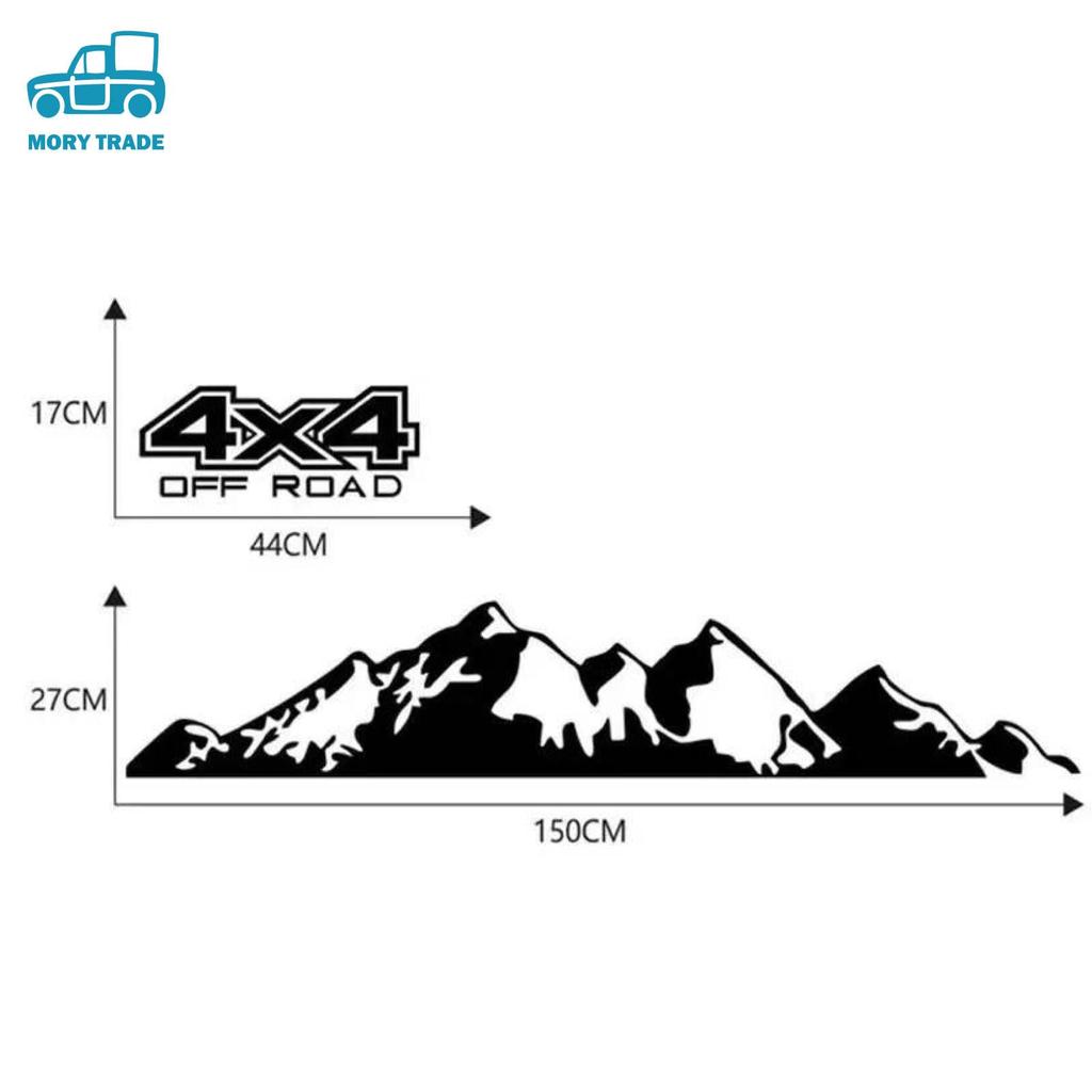 MORYTRADE Body Stickers, Side Decals, 4x4, Mountain, Outdoor, 150x28cm, Set of 2, White