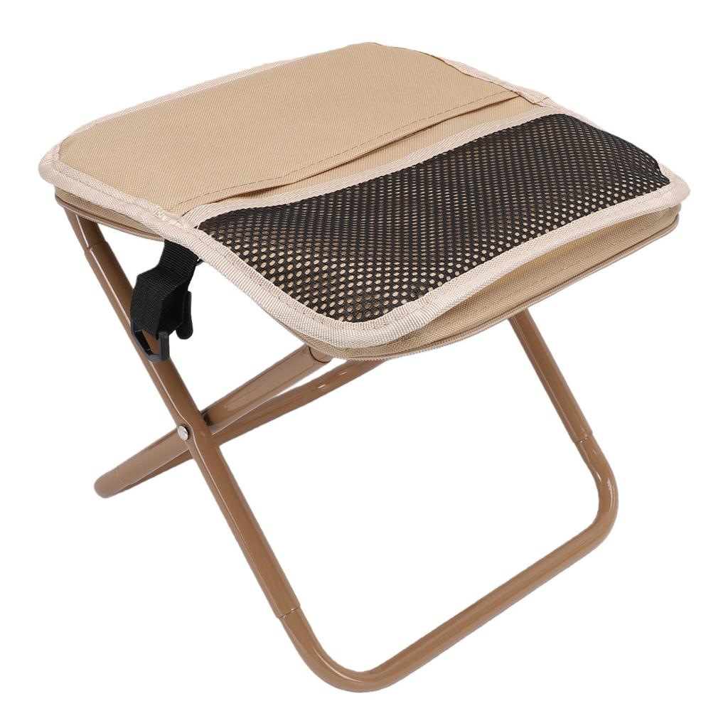 Small Portable Stool Oxford Cloth Steel Handbag Style Pocket Foldable Stool for Camping Travel Fishing Hiking Khaki