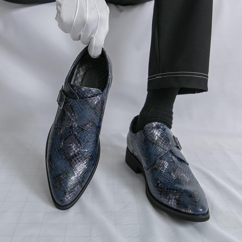 Men Printing Monks Loafers Shoes Wedding Party Shoes Casual Formal Business Leather Dress Prom Nightclub Shoes Plus Size