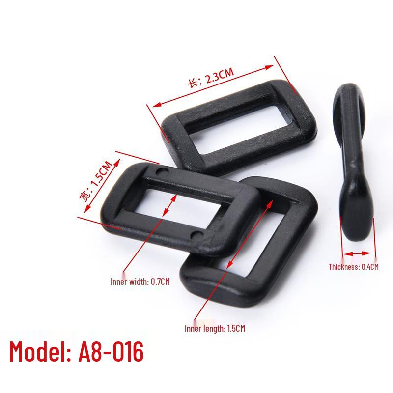 Black Plastic Rectangular Ladder Buckle - Adjustable Bag and Backpack Strap Accessory.