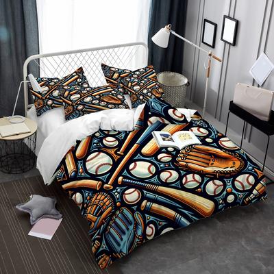2/3-teiliges Bettwäsche-Set mit Baseball-Grafikdruck, geeignet für Jungen- und Mädchenschlafzimmer, maschinenwaschbar. Geschenke für Baseball-Sportler