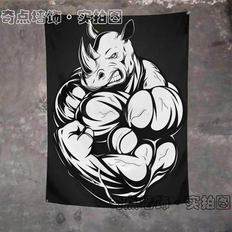 Орангутанг носорог животное фитнес гобелен настенный мачо фон ткань гостиная кровать — фото 12