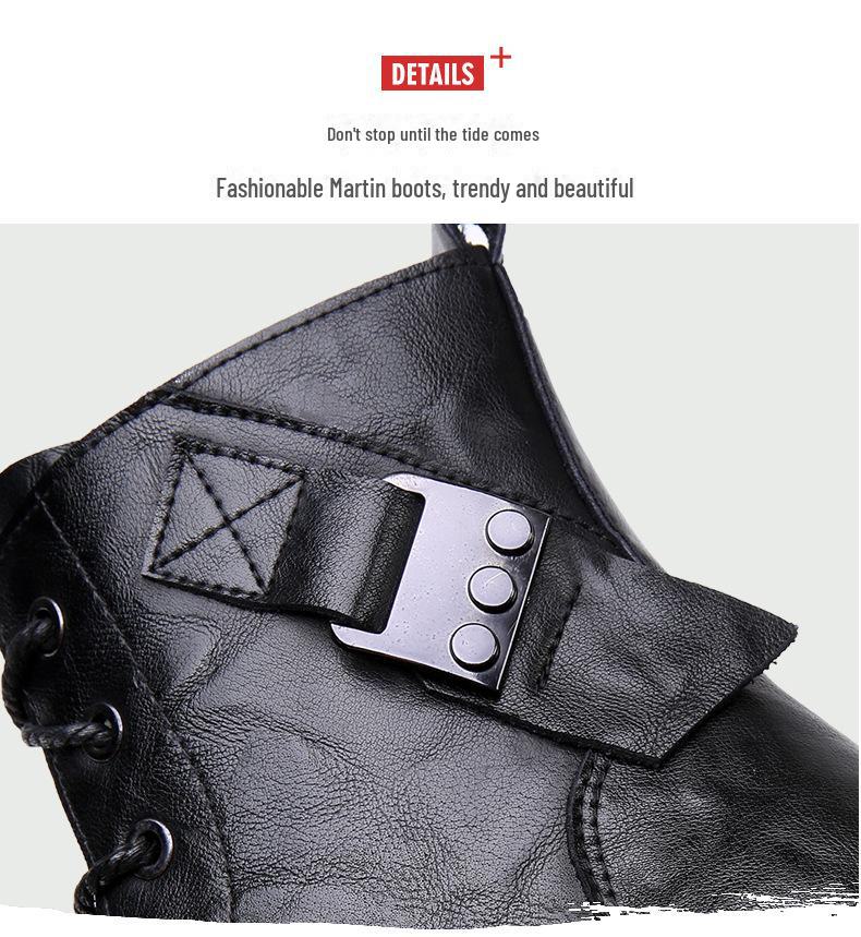 2024 Herr Äkta Läder Vinterstövlar, Brittisk Trendig Retrostil, Plus Sammet Varma Vardagsstövlar