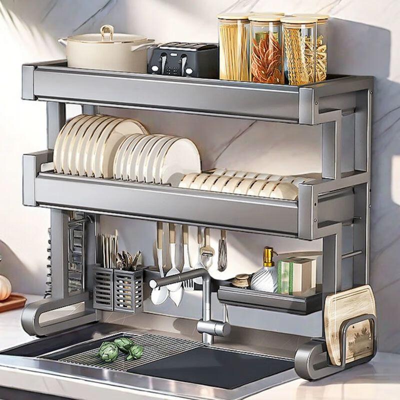 Ret retractable Carbon Steel Over-Sink Dish Rack & Organizer