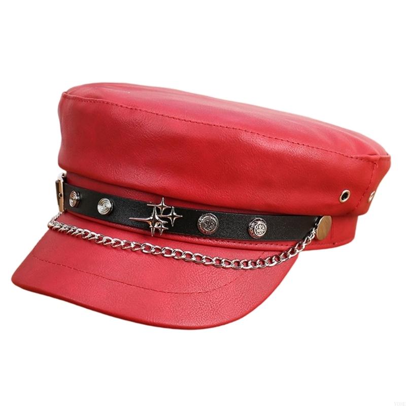 Cappello Stili Navali Con Fibbie a Cintura Catena Durabilità Pelle PU Cappello Per Vari Volti e Occasioni Y08E