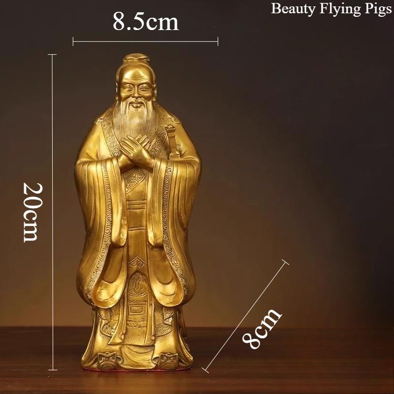 1pc Metal Confucius Ornament Home Foyer Decoration Confucius' Office Desktop Decoration Metal Statue Craftsmanship Chinese Style