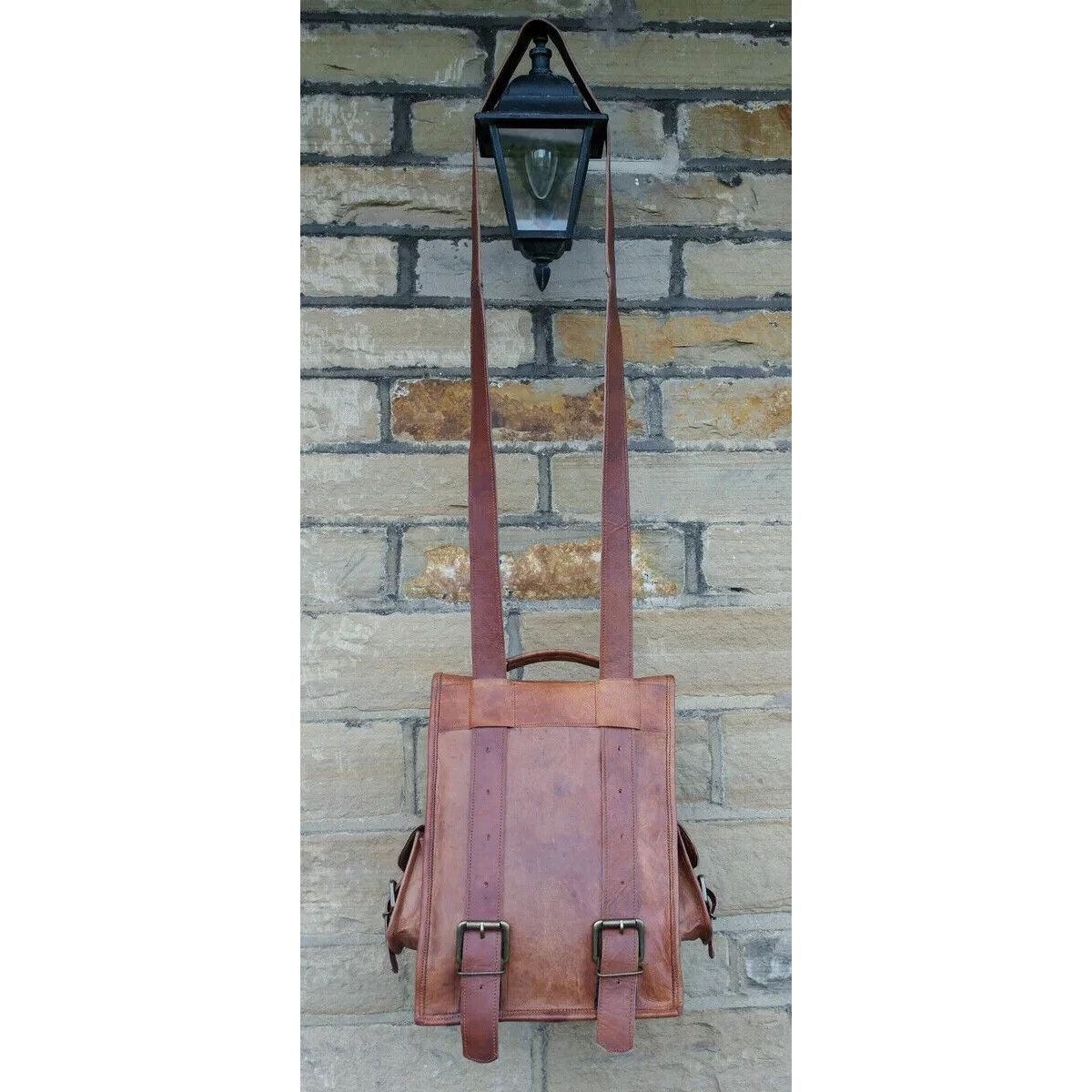 Новая натуральная коричневая мужская кожаная сумка из козы — фото 5