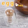 C-RAYS Toothpick Case, Egg-Shaped, Cute, Toothpick Storage, Egg-Shaped Case, Kitchen Decor (Clear)