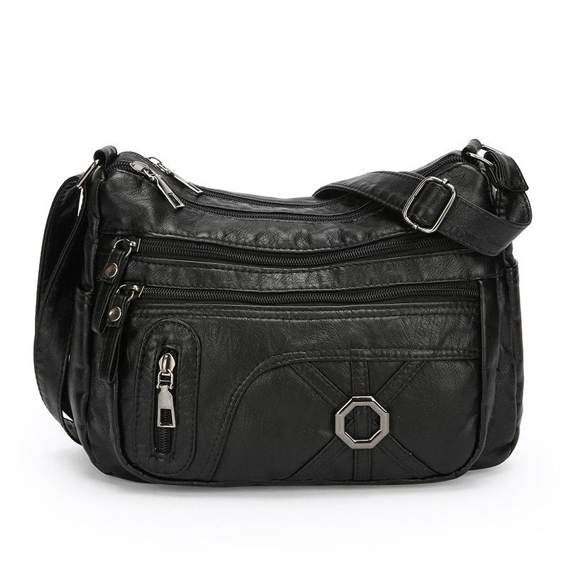 Вінтажна сумка через плече для жінок середнього віку, м'яка шкіряна багатошарова сумка через плече