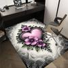 1PC Heart Flowers Non-Slip Floor Carpet Compatible for Office&Living Room&Dining room - Flat-Weave Machine- Soft & Pattern-E302