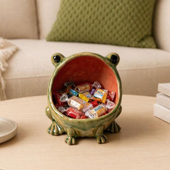 Big Mouth Frog Storage Box, Candy Dish Key Organizer Bowl for Entryway Table, Animal Shape Jewelry Tray for Home Office Kitchen Decor