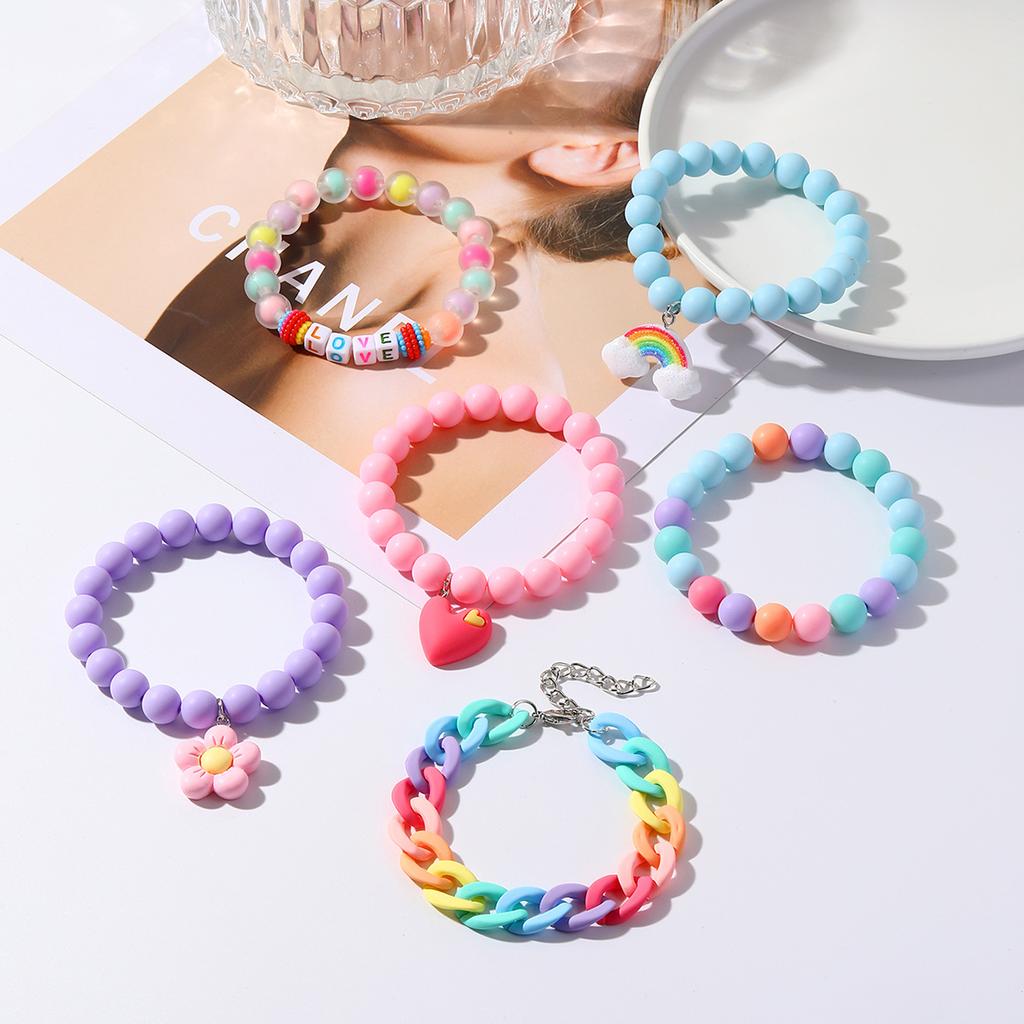b19 Gorgeous Rainbow Silicone Bohemian Bead Love Acrylic Bracelet Exquisite Women's Vitality Beach Daily Jewelry Accessories