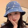Chrysanthemum Embroidered Cowboy Smiling Face Fisherman Hat Women'S Sunshade Hat