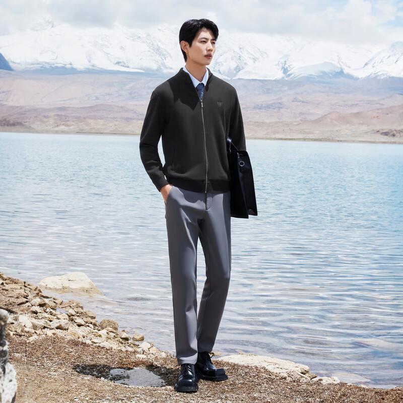 Qipai Herren Wollmischung Fleecegefütterte Business-Strickjacke