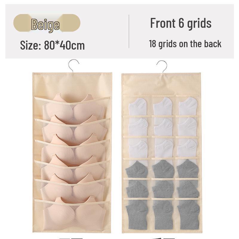 Dual-Sided Hanging Underwear Organizer for Wall or Dorm, Ideal for Bras and Panties.