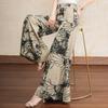 Women's Floral Print High Waist Wide Leg Pants – Flowy Palazzo Trousers (Size 27-33)