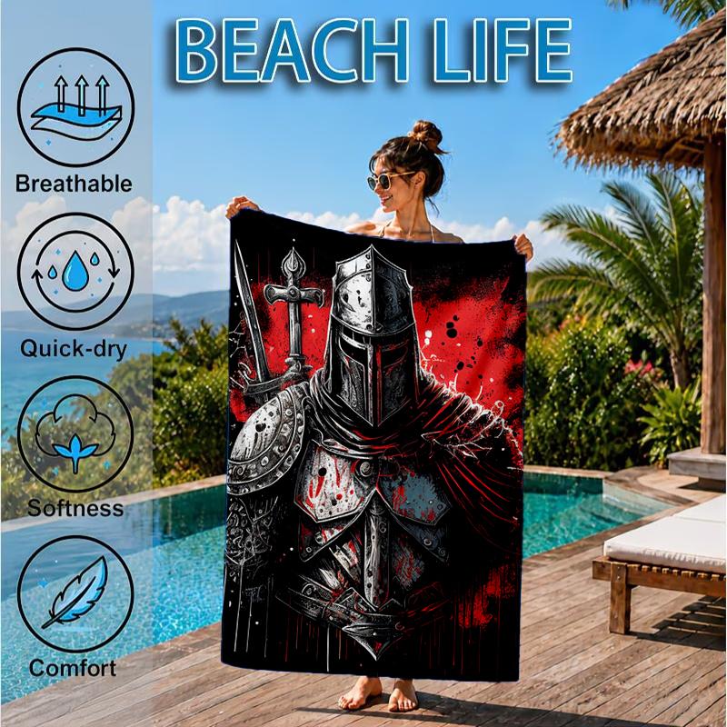 Knights Templar Symbol Beach Towel, Microfiber Beach Towel, Perfect For Pool, Beach, Travel, Home Decor Beach Party Fan Gifts