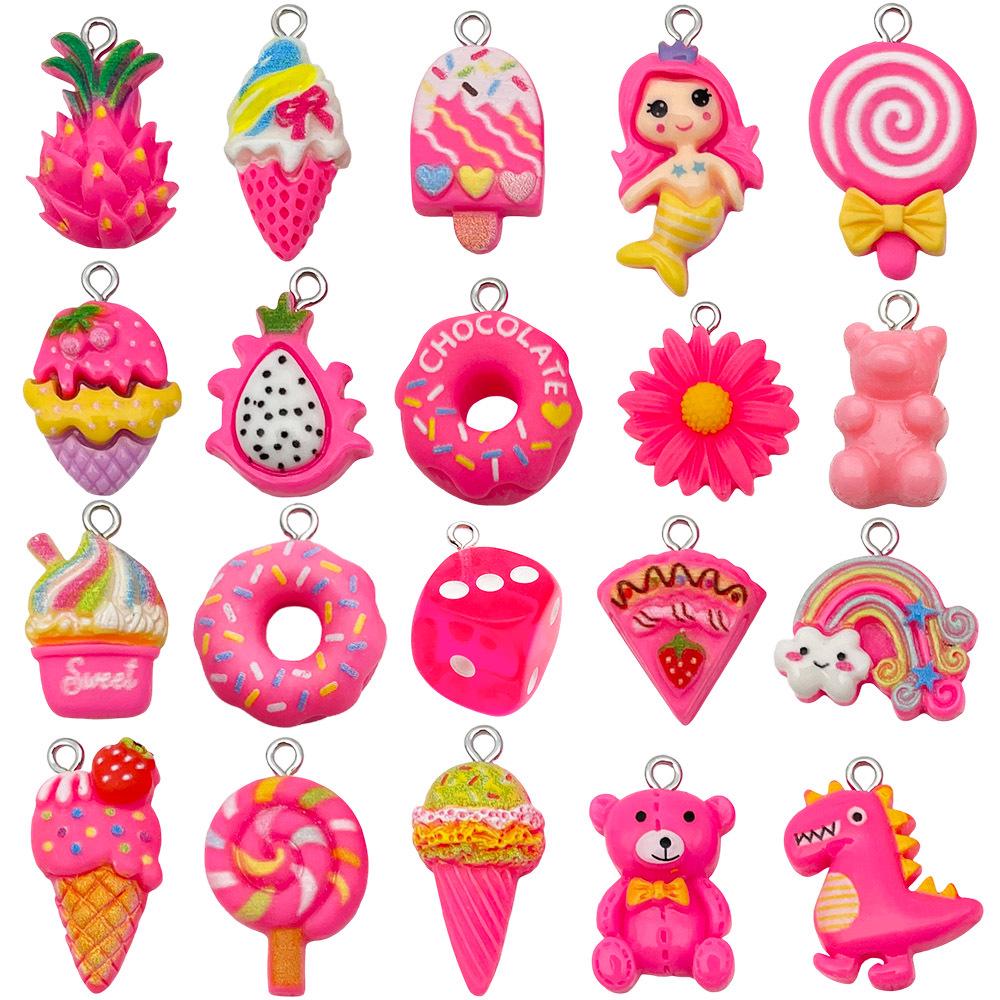 DIY Resin Pink Bear Lollipop Ornaments: Necklace, Earrings, Key Pendant Accessories