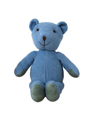 Broccoli House Teddy Cotton Terry Blue D-Bear Bear, Small, Kids', Modal® Cloth, Washable, 30cm,