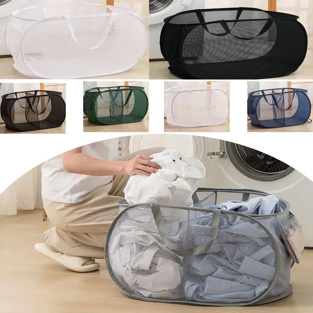 Hollow Folding Laundry Basket with Handle Clothes Toy Storage Basket  Home Bathroom