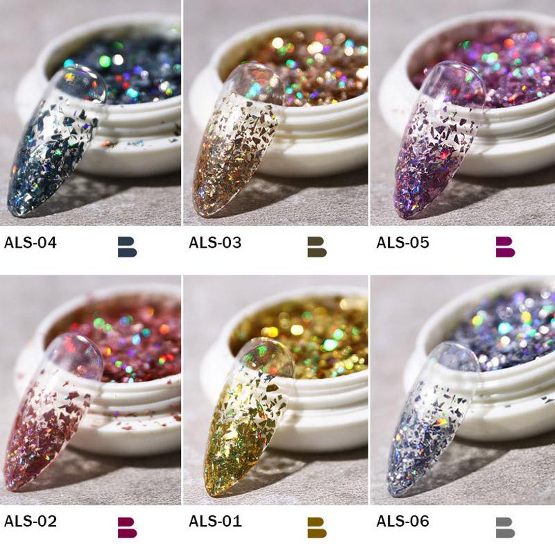 6 Pcs/Set Glitter Flakes Irregular Aluminum Foil Sequins For Nails Chrome Powder Winter Manicure Nail Art Decorations