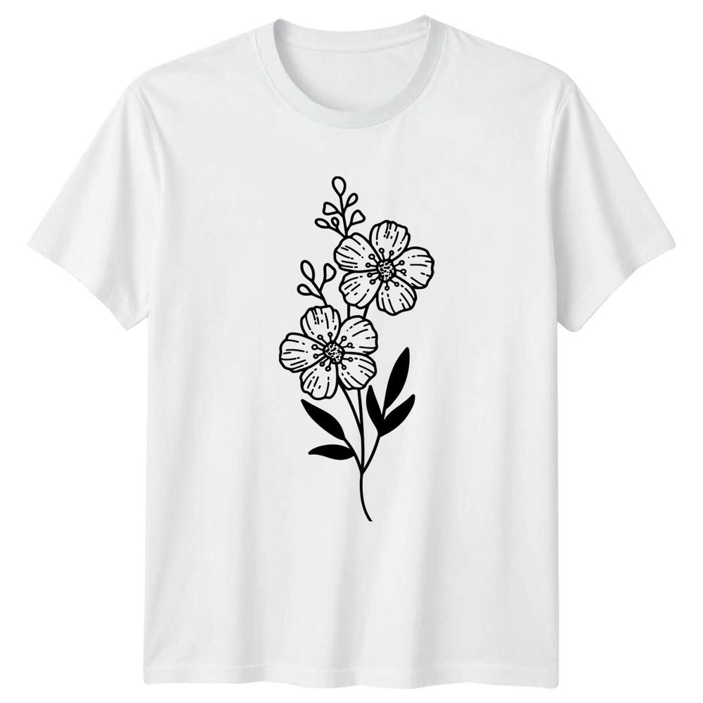 Elegant Minimalist Floral Design TShirt Botanical Nature Birthday Gift S