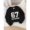 European Sizes Crewneck Sweatshirt for Kids - Six Seven with a Cracked Red And White Design, Ideal for Sports And Casual Outings, Soft And Cozy