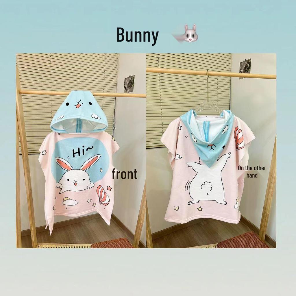 Adorable Cartoon Baby Bath Poncho - Soft, Skin-Friendly, Non-Shedding, Quick-Dry, Absorbent Towel