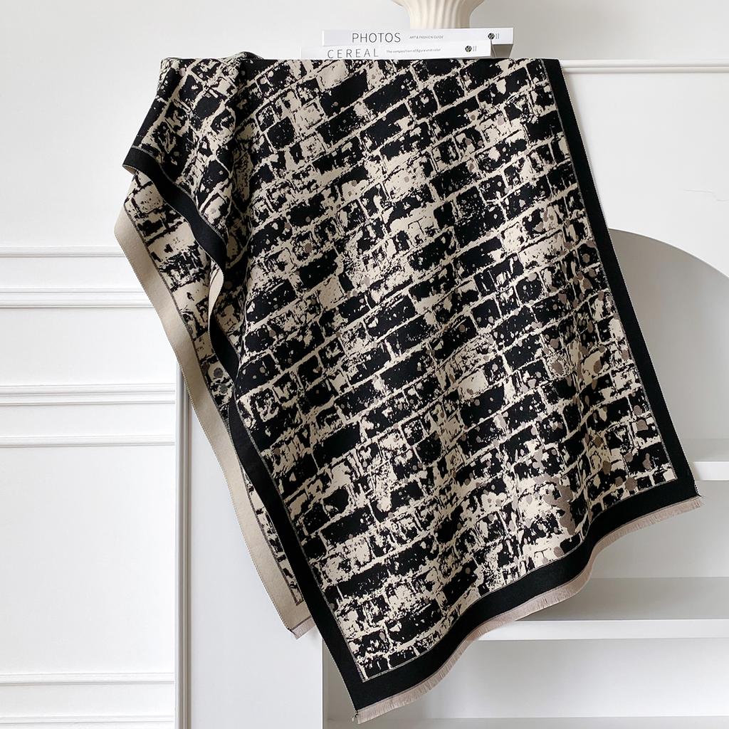 New Brand Elegance Two-Sided Print Scarf Soft Warm Fringe Pashmina Shawl Autumn and Winter Outdoor Coldproof Windproof Blanket