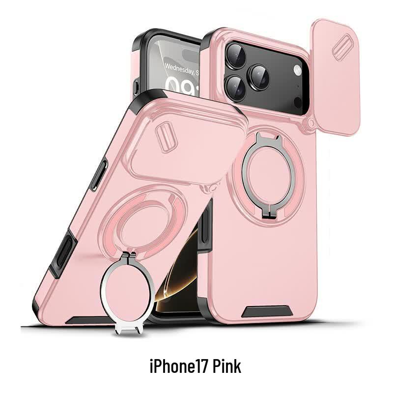 CAXITON Lens Slide Magnetic Ring Stand Case for iPhone 17